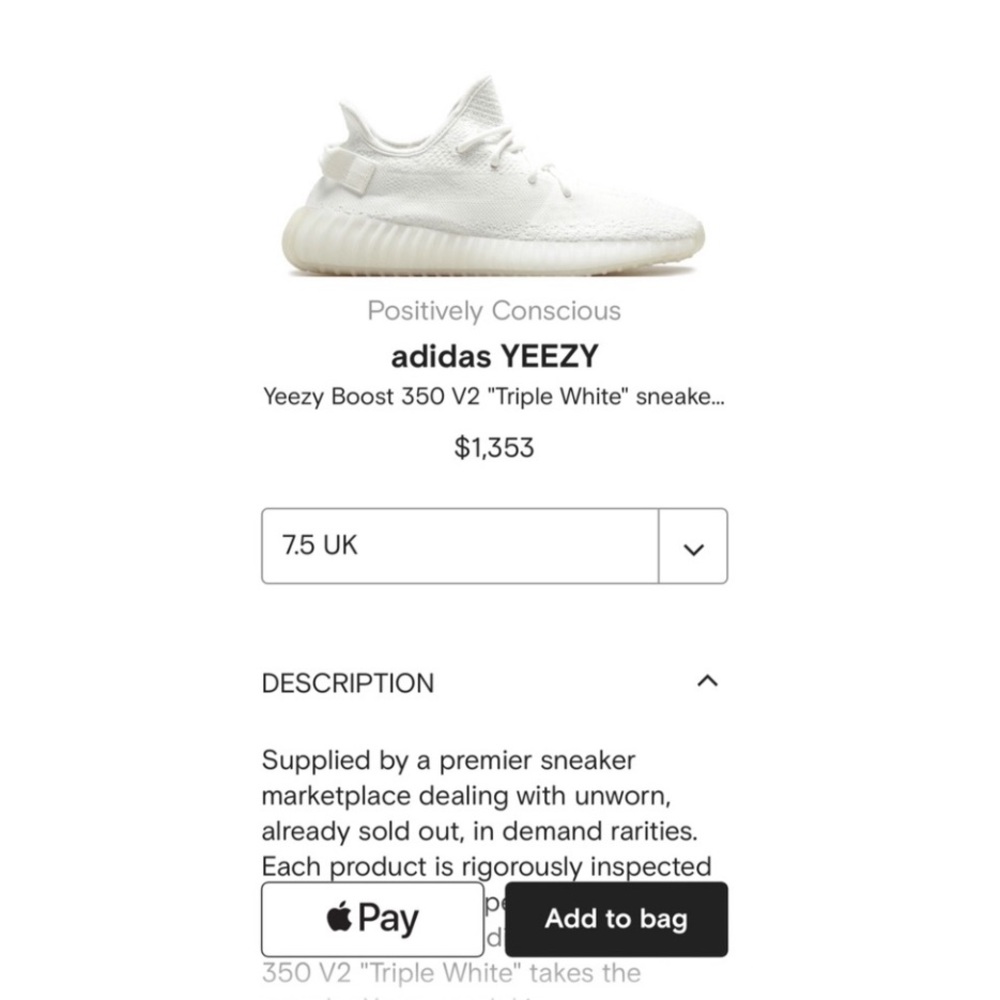 Yeezy 350 V2 Triple White Adidas Sneakers - Picture 13 of 14